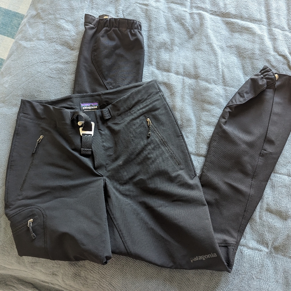 Patagonia Alpine Guide Shell Pants Womens 4 Gray Stretch Hiking Climbing Belted